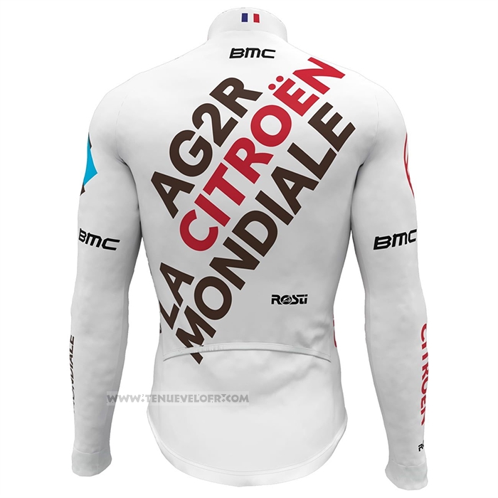 2023 Maillot Cyclisme Ag2r La Mondiale Blanc Manches Longues et Cuissard